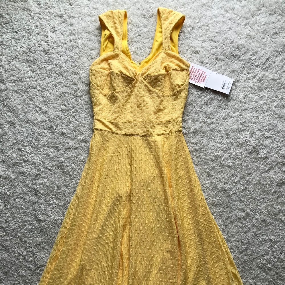 Brand New Bettie Page Yellow Pinup Dress
